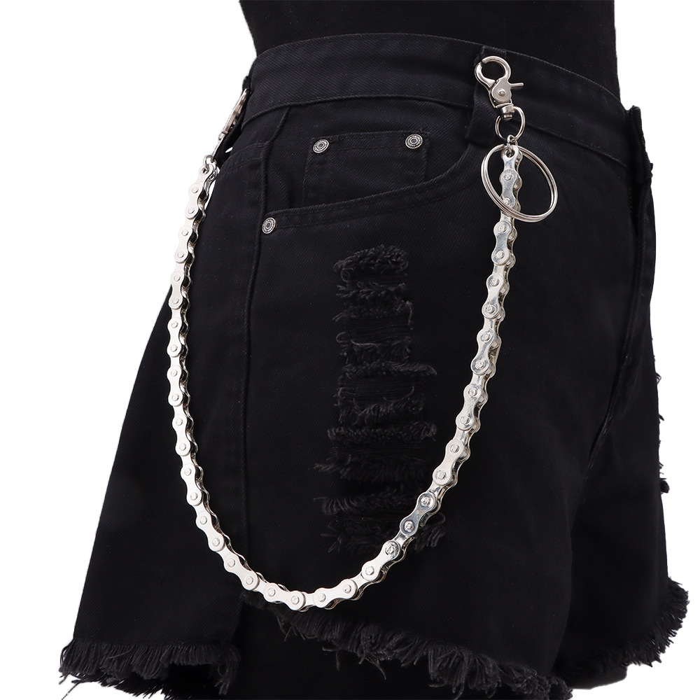 Neue modische Fahrradhose mit Metallgürtelschlaufe, Hip-Hop-Streetdance-Performance-Zubehör für Herren, Fahrradkette_voghion.com