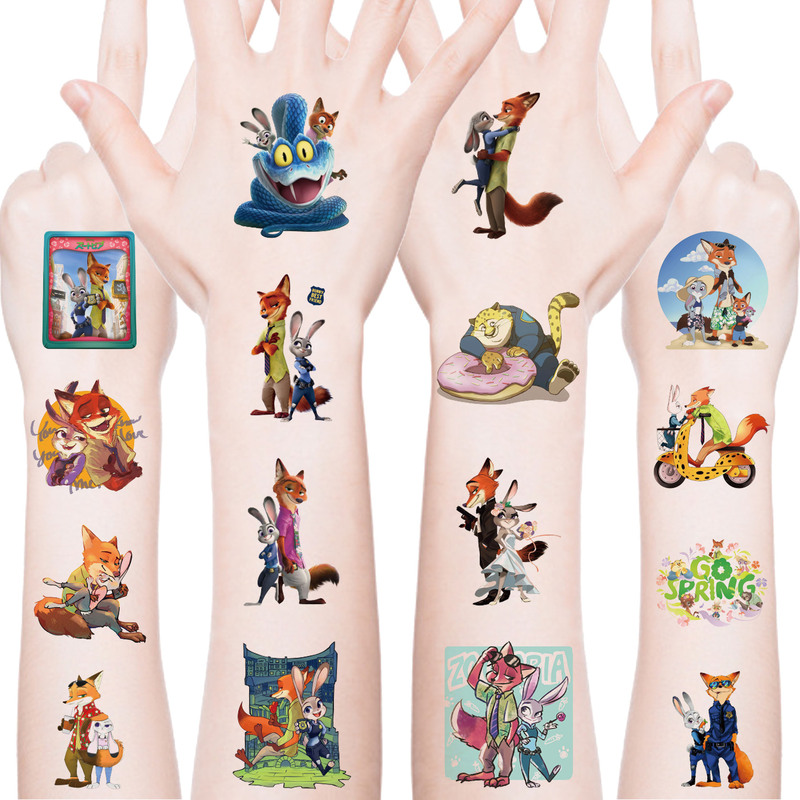 Cross-Border New Zootopia Tattoo Stickers Movie Same Style Cute Rabbit Fox Small Animal Temporary Stickers