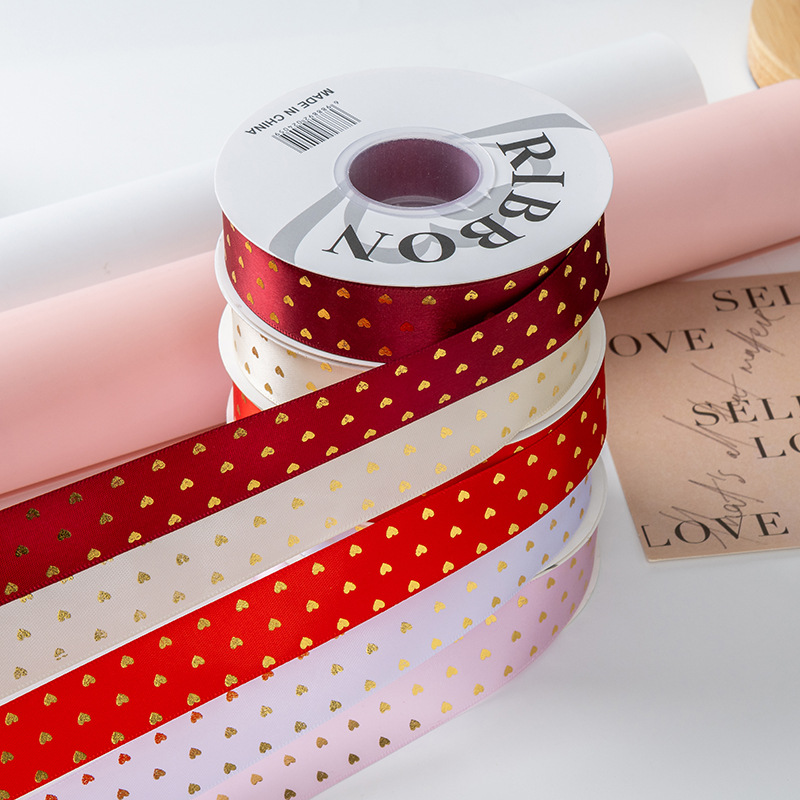 [Posta libre] Pequeño amor de oro cinta arco corbata caja de regalo pastel de flores embalaje cinta cinta de seda DIY