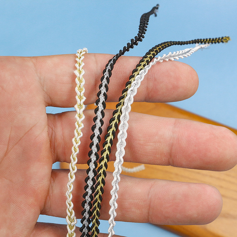4mm金银丝小香风龙骨花边diy手工鞋帽服装袖口装饰娃衣旗袍织带|undefined