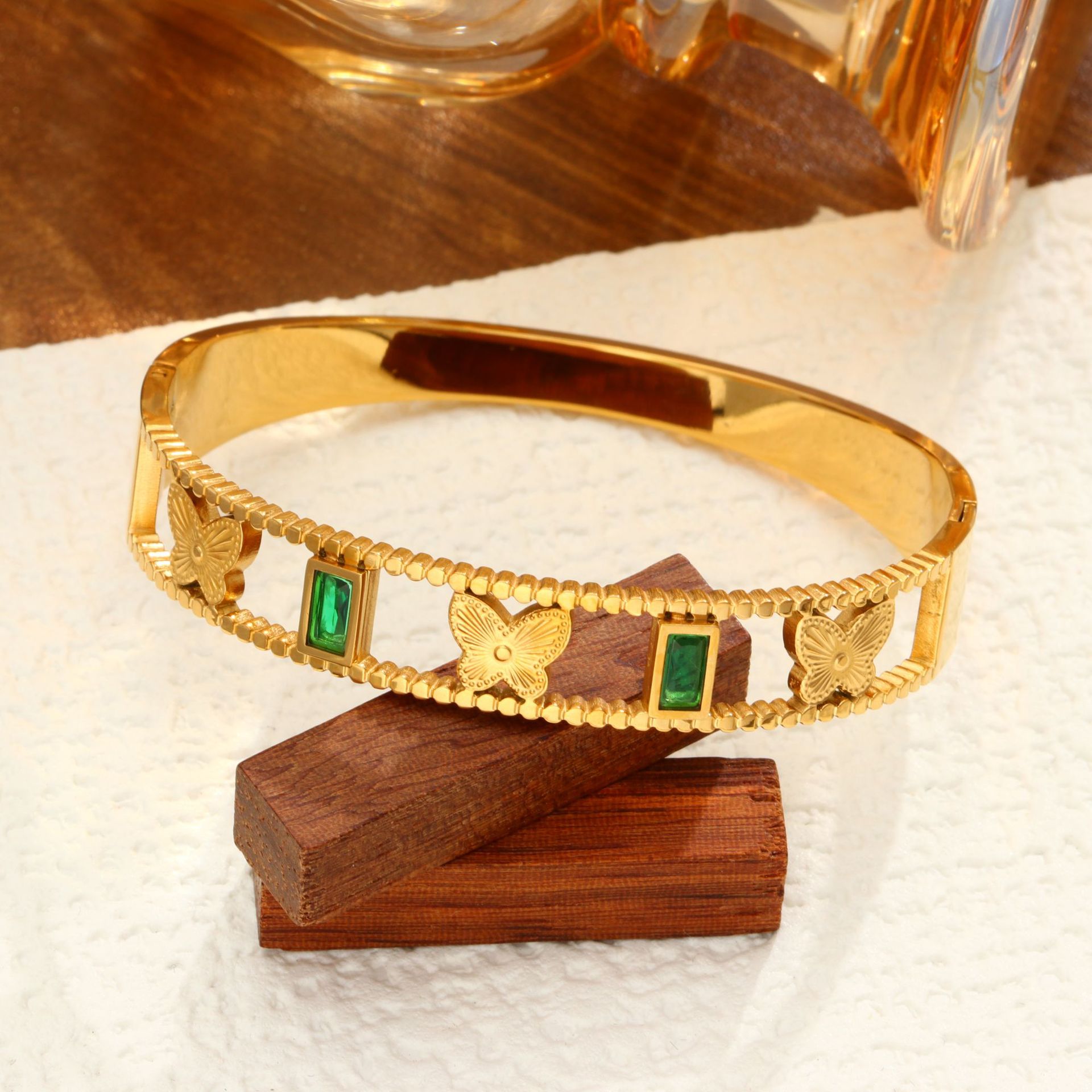 Hollow square diamond butterfly-gold