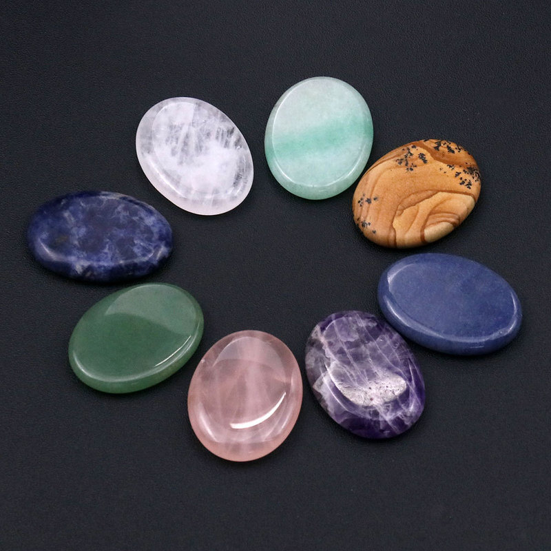 D54 Mobile Phone Holder Small Oval Piece Worry Stone Crystal Natural Thumb Finger Massage Stone 30*40mm