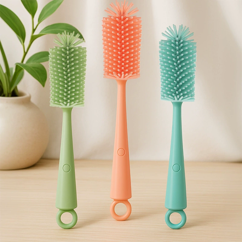 Многофункциональная силиконовая щетка для бутылочек, детская соска, соломенная щетка, щетка для мытья бутылочек с прямой ручкой, набор для чистки, щетка с прямой ручкой