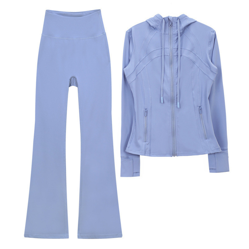 Lulu Original Label Set Hooded Jacket Flared Pants Top Long Sleeve Fitness Sports Running Stretch Yoga Two-Piece Set Lulu Original Label Set Hooded Jacket Flared Pants Top Long Sleeve Fitness Sports Running Stretch Yoga Two-Piece Set