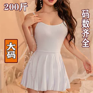 夜妤大码性感冰丝情趣紧身诱惑连衣裙褶家居胖情绪内衣睡裙衣短裙