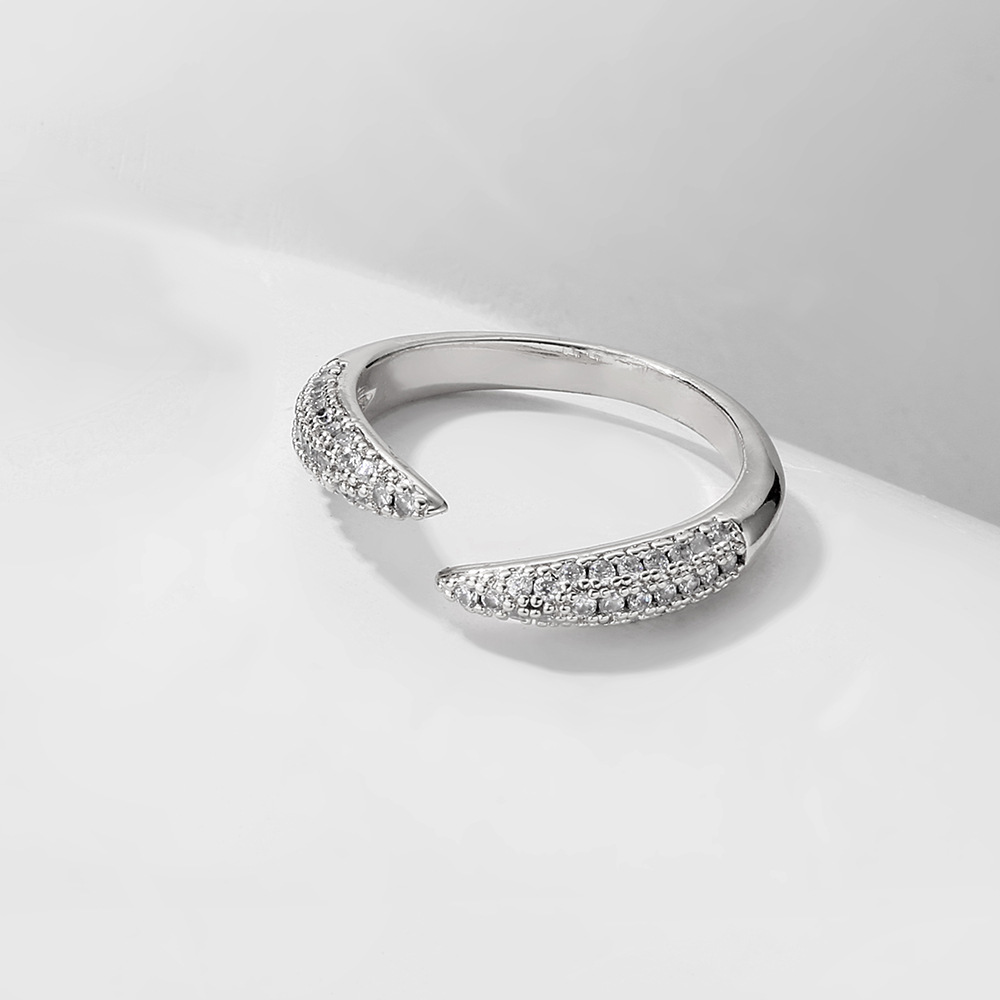 Fashion Solid Color Copper Inlay Zircon Open Ring 1 Piece