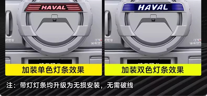 Haval Raptor with Lights, Haval V7 Spare Tire Modification, Full-Cover Spare Tire Shell, Exterior Tire Cover, Off-Road Vehicle Accessories