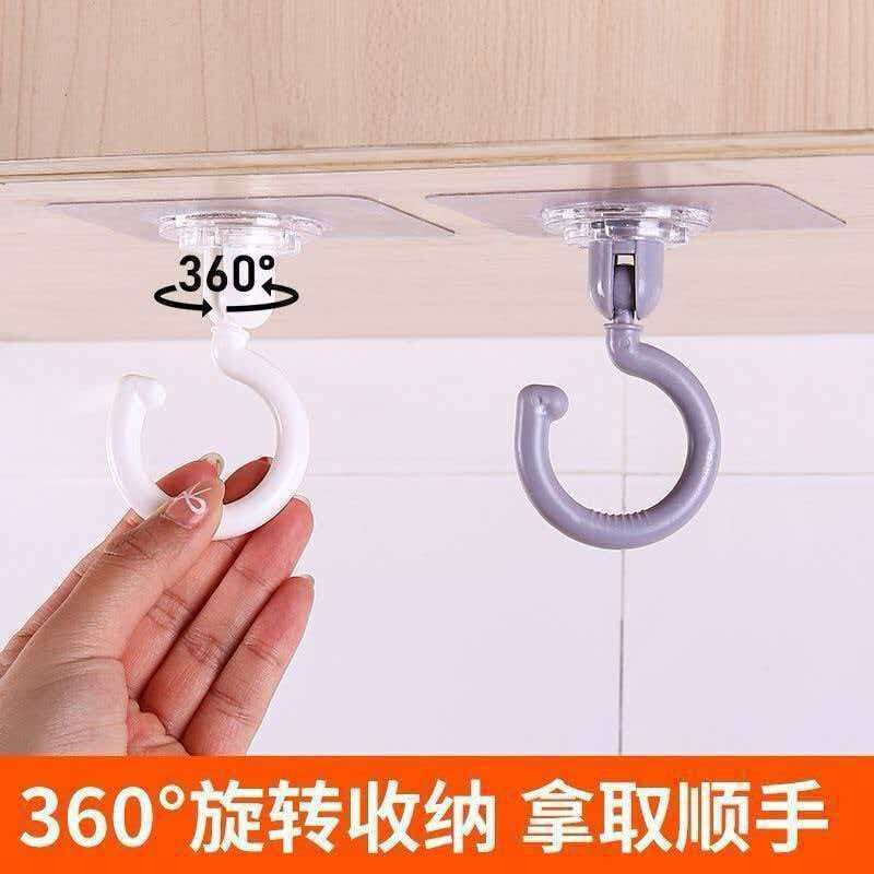 Household Ceiling-Mounted Hook, Rotatable Hook for Student Dormitory Wardrobe, No-Drill, Traceless, Strong Adhesive Hook