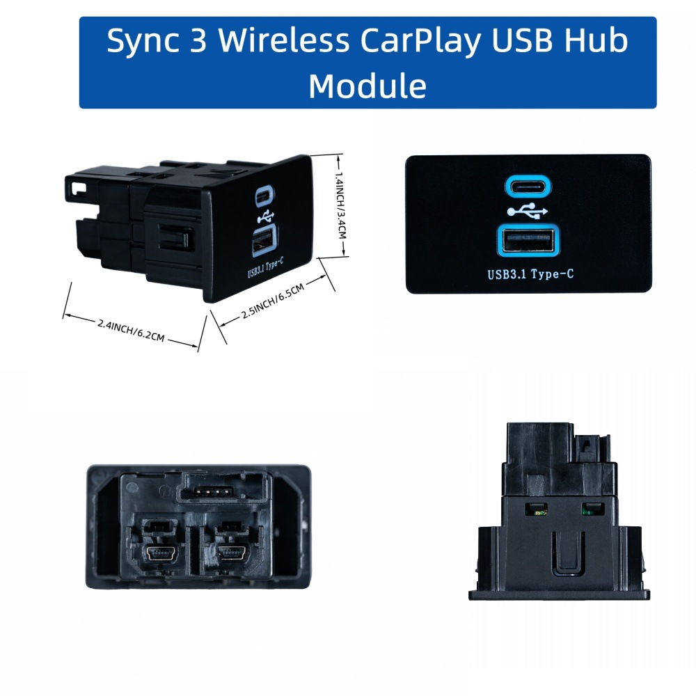 Suitable for All Ford Models Sync3 Wireless Carplay Usb+Type-C Apple Carp Accessories