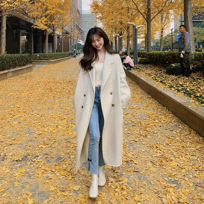 This year's fashion new small street parquet trench coat Maillard Korean coat casual retro style