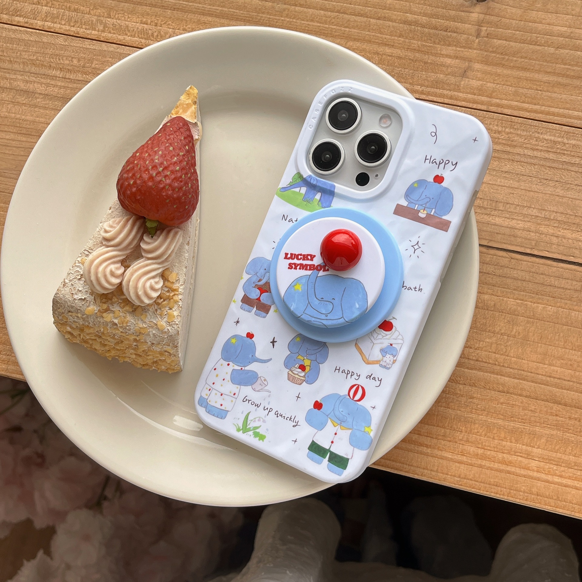 Elefante de dibujos animados japonés y coreano para Apple 16ProMax funda para teléfono móvil 15Pro magnético 14/13 nuevo 14Pro femenino 16P