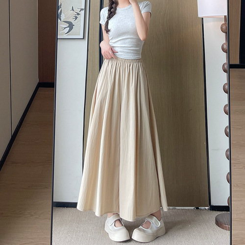 Women's Summer Thin Version 2025 New High-Waist A-Line Skirt and Ice Silk Wide Leg Pants