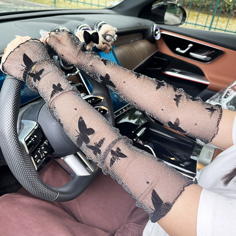 Ледяной шелк сетчатая пряжа кружевные рукава женский летний длинный ультратонкий и дышащий солнцезащитный крем с ледяными рукавами на велосипеде