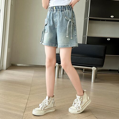 Women's Summer Short Pants, Outerwear, Thin Style, 2025, for Older Children, Fashionable Denim Pants, Children's Clothing