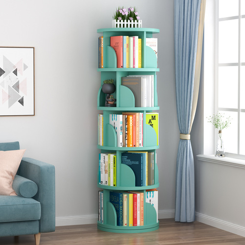 旋转书架家用书柜置物架落地靠墙儿童多层收纳卧室房间简易360度