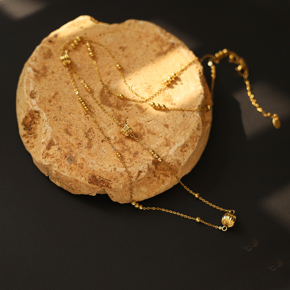 Lantern Ball Beaded Long Chain Necklace