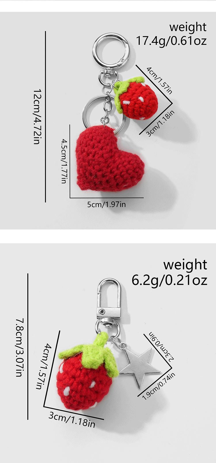 Women's Gender Cute Style Cute Cherry Fruit Heart Shape Alloy Yarn Women's Keychain