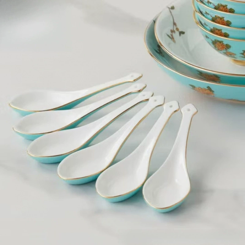 Yongfengyuan National Porcelain Yongfengyuan Lady Porcelain-West Lake Blue 22-piece medium tableware set for gift home Chinese style