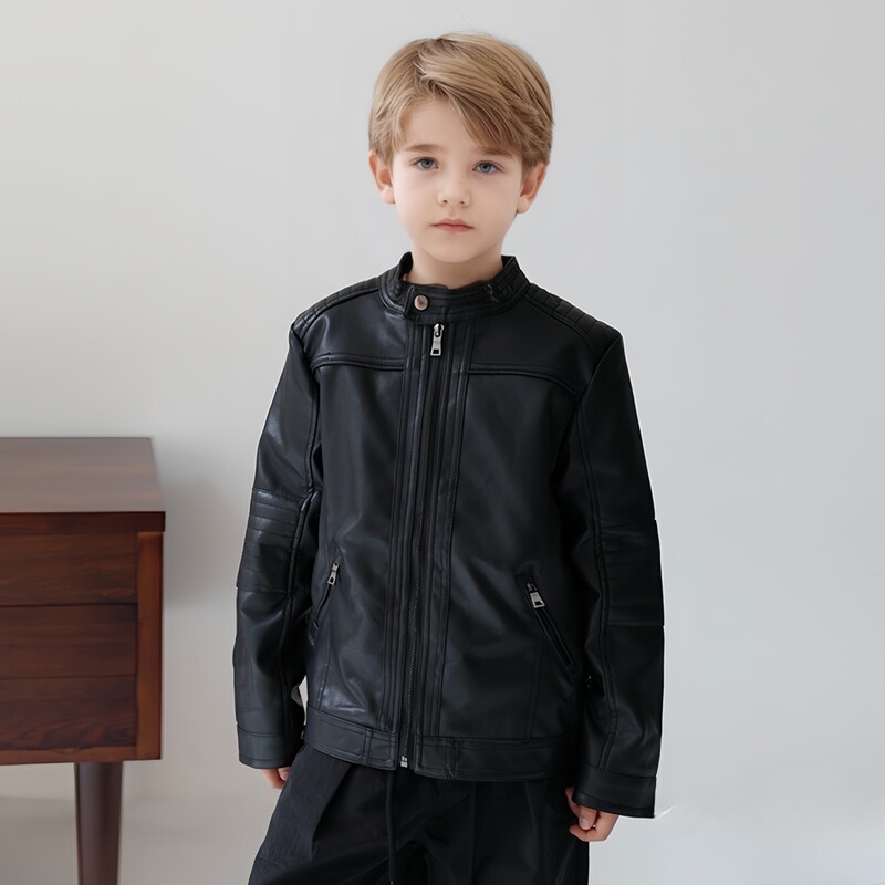 Children's Leather Jackets for Boys and Girls, 2026 Spring and Autumn New Models, Kids' Motorcycle Jackets for Older and Younger Children