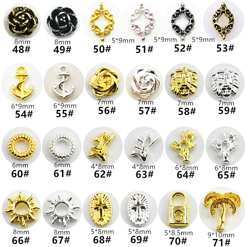 Japanese and Korean Ocean Style Manicure Coral Tree Palm Tree Oval Cross Rose Lion Head Ship Anchor Nail Jewelry