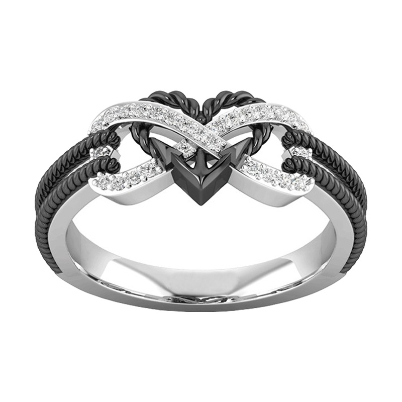 Casual Simple Style Infinity Heart Shape Alloy Plating Inlay Rhinestones Unisex Rings display picture 4