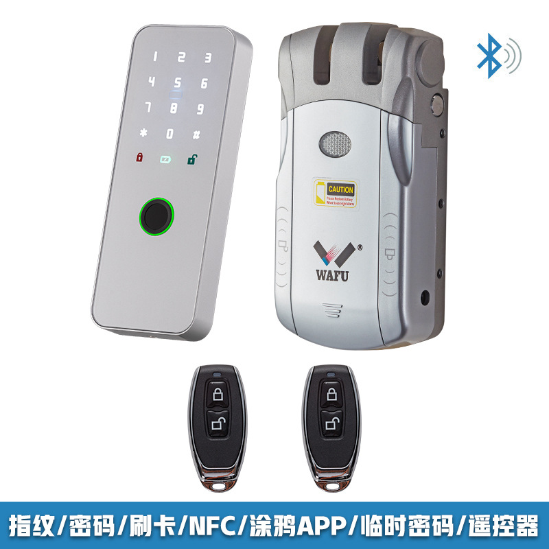 Cerradura WAFU sin llave con diseño de cabeza de toro para puerta de entrada, cerradura eléctrica invisible antirrobo con control remoto, cerradura inteligente Tuya para uso doméstico.