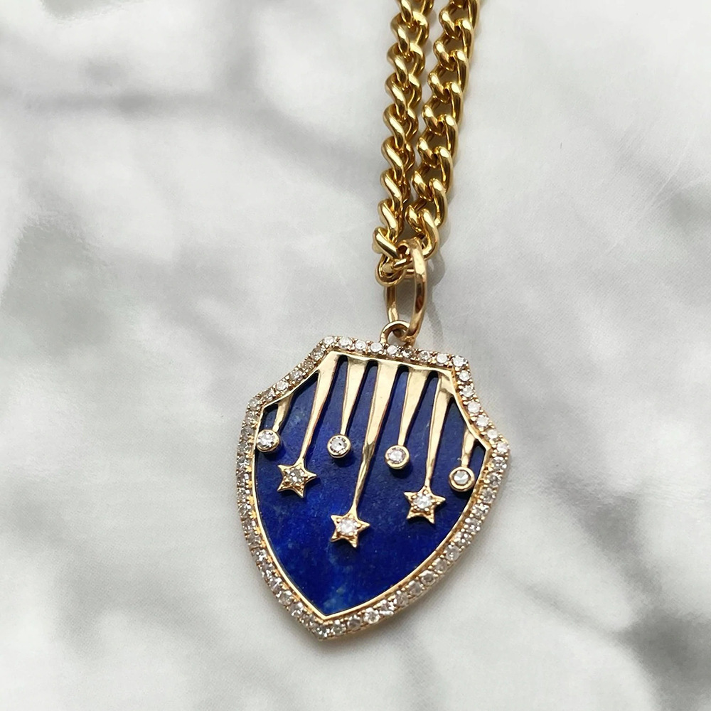 Womenu0027S Retro Badge Star Stainless Steel Zircon Necklace Stoving Varnish Stainless Steel Necklac