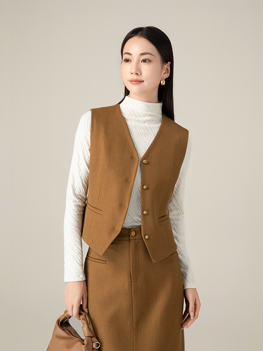 Bộ vest gile nữ len phong cách lịch lãm — Áo vest (64625)