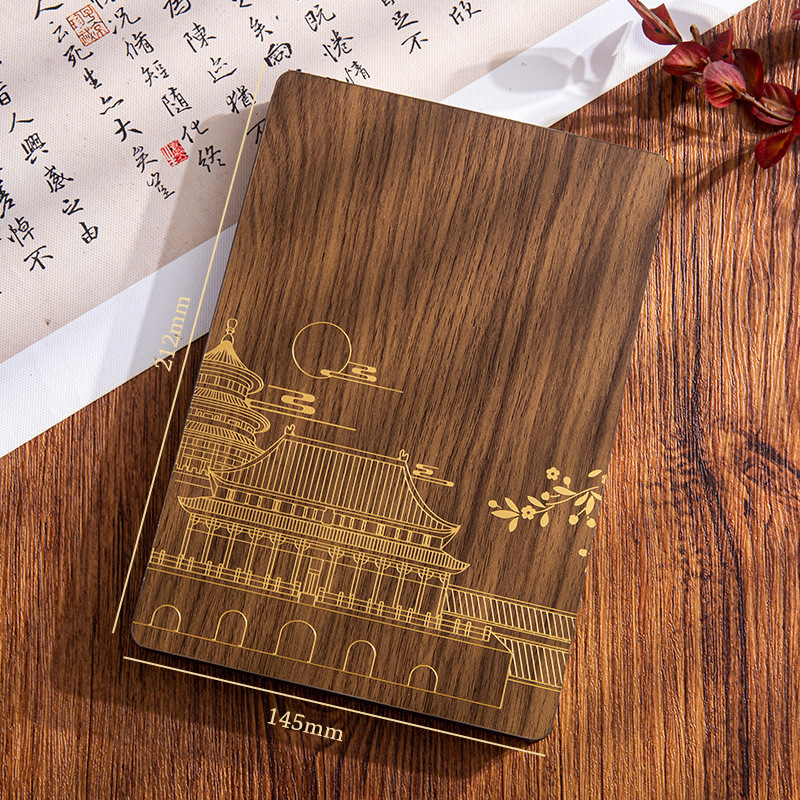 A5 estilo nacional cuaderno de madera maciza DZ caja de regalo conjunto puede imprimir logotipo de alto valor facial cuaderno de oficina de negocios