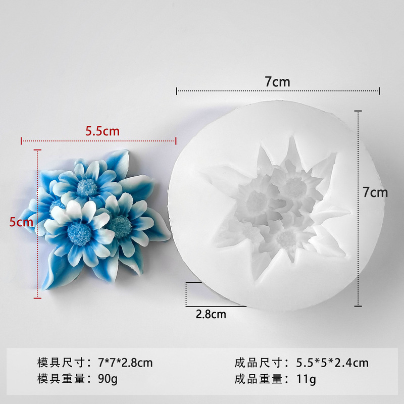 跨境花卉蜡烛硅胶模具DIY石膏香薰滴胶扩香石礼品摆件制作工具|undefined