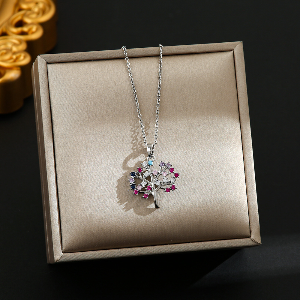 1 Piece Quantity Casual, Daily Occasion Wholesale Jewelry Elegant Modern Style Life Tree Titanium Steel Copper Plating Cable Chain Pendant Necklace