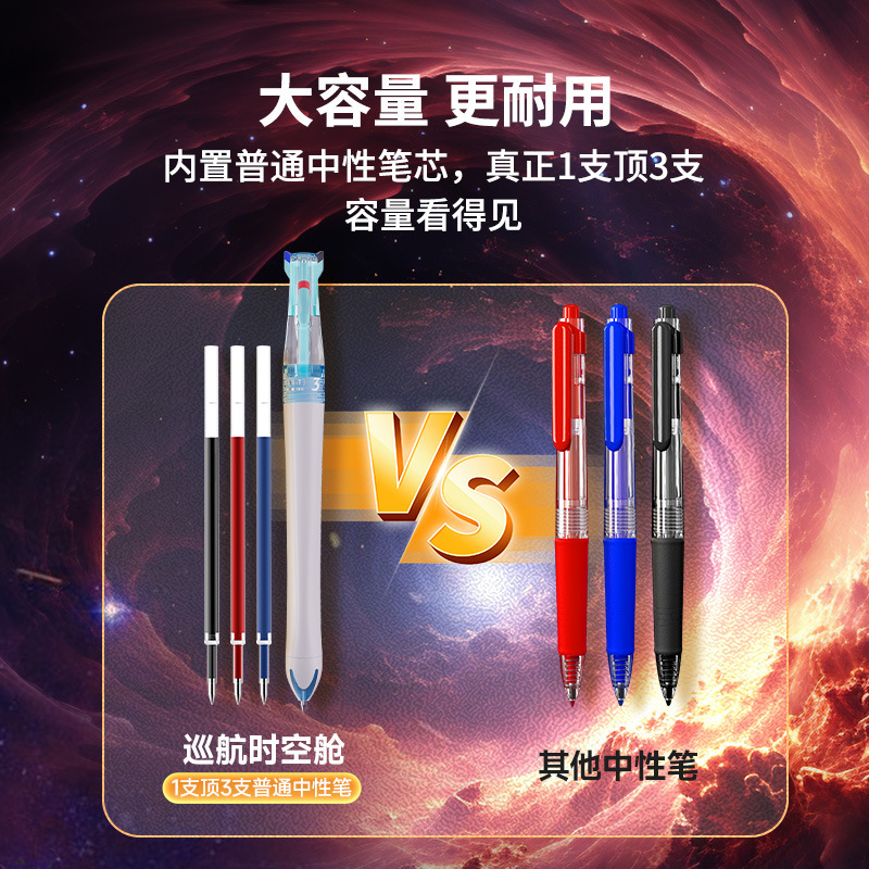 Dianshi 文具クルーズ時空カプセル 3 色ペン 0.5 ミリメートル黒赤青コア多機能大容量卸売 6254|undefined