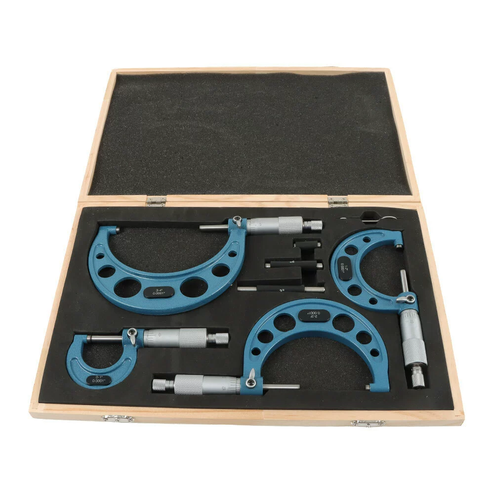 Наружный микрометр микрометр набор спиральных микрометров 4 комплекта механических микрометров измерение внешнего диаметра 0-100 мм