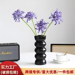 黒色のレトロなガラス花瓶、シンプルな家の装飾、高級感のあるダイニングテーブルの水栽培花瓶、アンティーク調の高級感