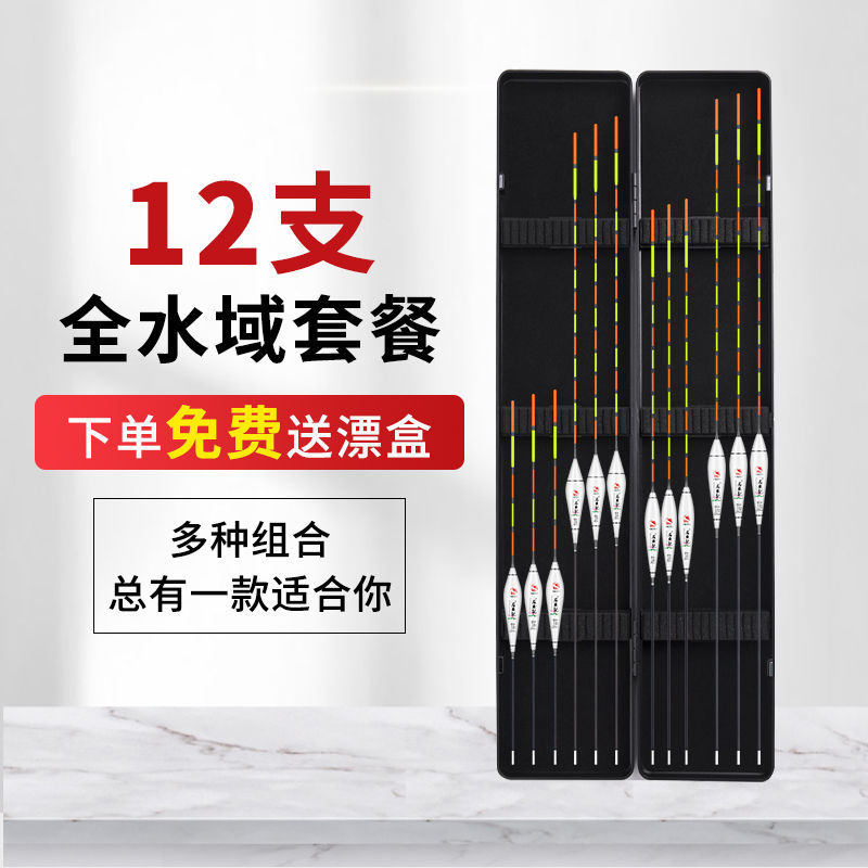 Un conjunto completo de flotador de pescado grueso llamativo todo el agua de alta sensibilidad caja flotador día y noche de pesca flotador de luz nocturna