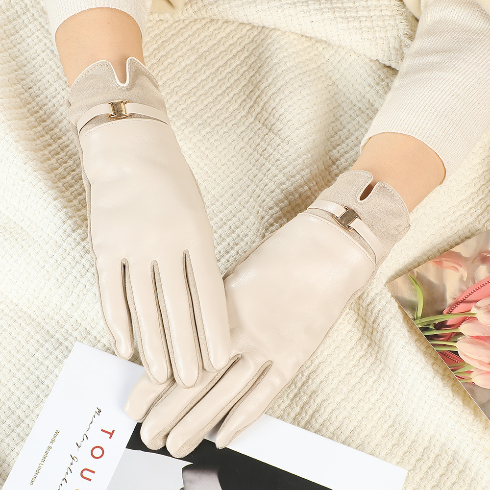 Guantes cálidos de invierno para mujeres, guantes de lana creativos para conducir vehículos eléctricos a prueba de viento con pantalla táctil de seda