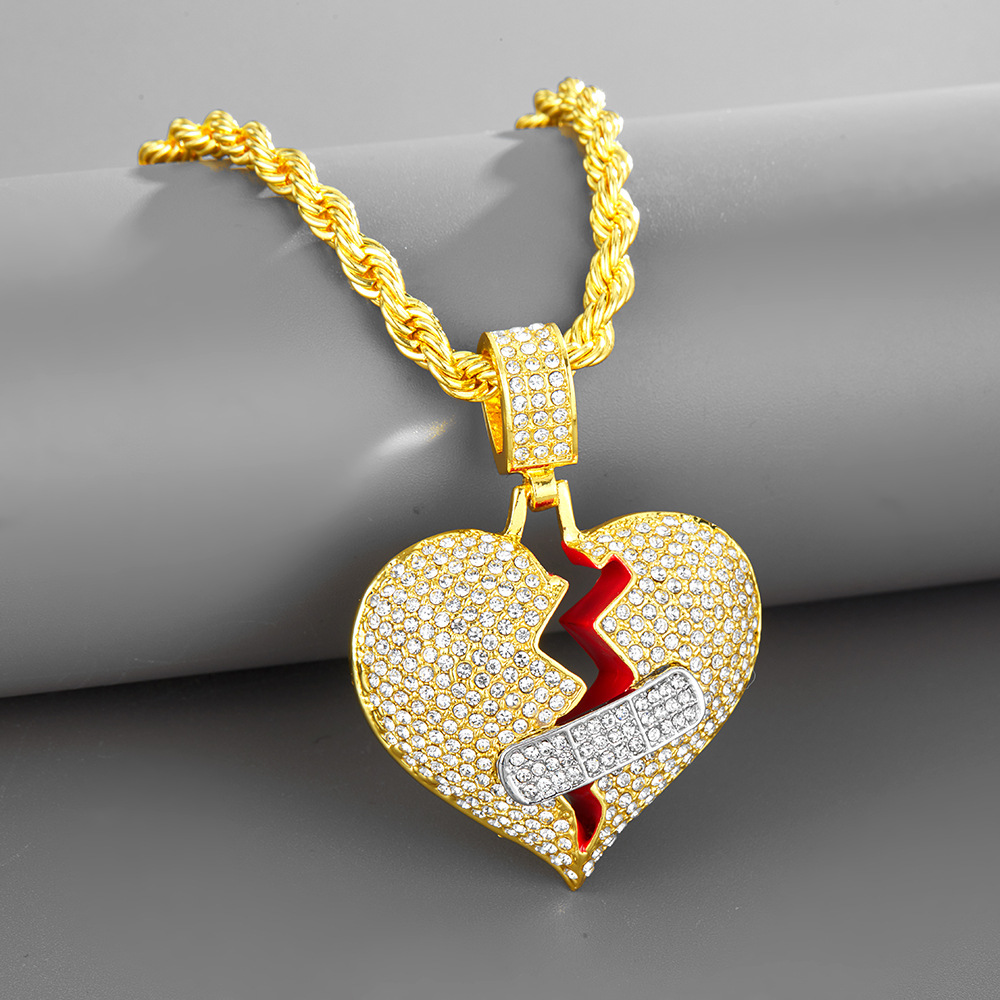 Broken Heart Pendant Necklace With Diamond Accents For Women_voghion.com