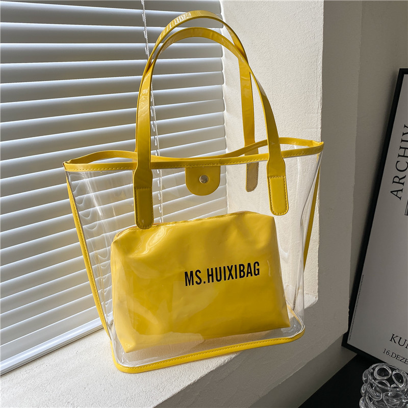 This summer popular large capacity transparent bag for women 2022 new trendy Korean style western style jelly shoulder bag
