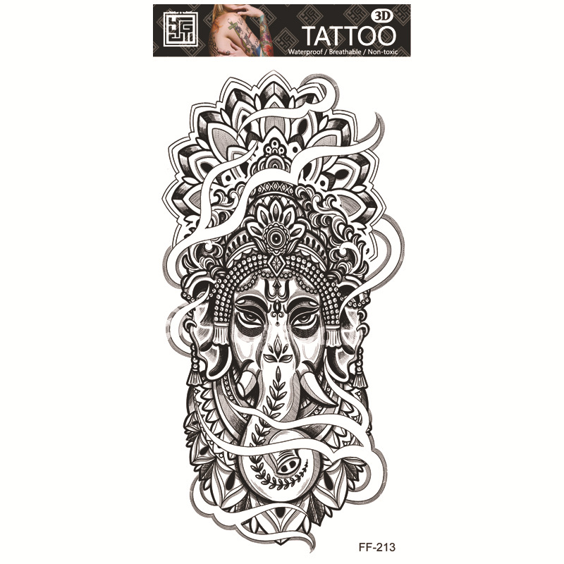 Yuanhua fábrica de pegatinas de tatuaje a prueba de agua en stock al por mayor cabeza de Lobo tótem texto árabe tatuaje pegatinas suministro transfronterizo