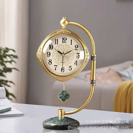欧式复古纯铜座钟客厅2025新款美式台式钟表桌面摆钟高档轻奢台钟