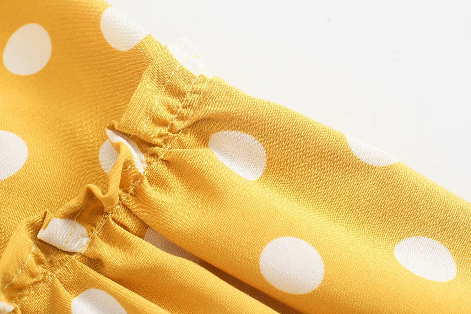 wholesale fashion yellow polka dot cuffs fishtail dresspicture8