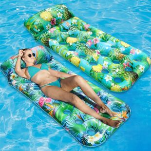 Cross-border Supply Inflatable Pool Floating Bed Adult Water Recliner Pineapple Floating Row Hole Water Floating Row Hammock