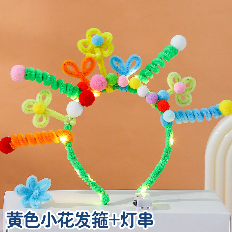 中秋节发箍兔子灯笼扭扭棒头饰手工diy材料包儿童发光小兔子花灯|undefined