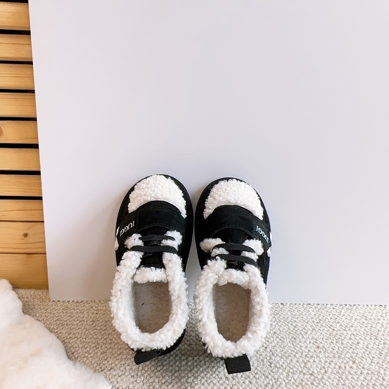 Winter Teddy fleece children's snow boots for men and women, non-skid plush cotton children's shoes, genuine leather_voghion.com