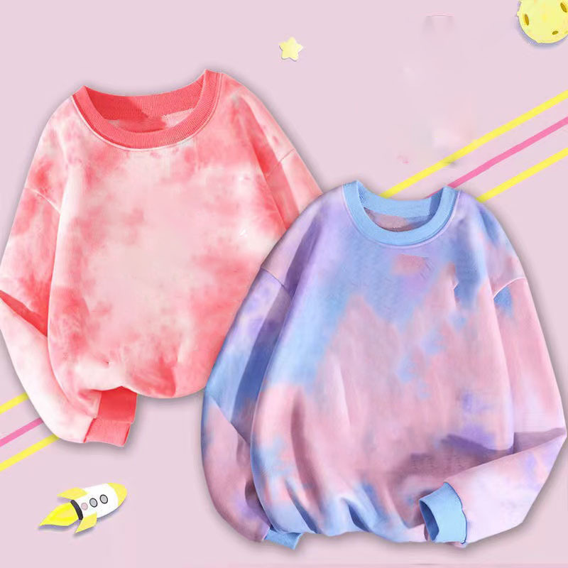 Girls' Sweatshirt Autumn 2025 New Round Neck Pullover Top Children's Clothing Children's Tie-Dye Long Sleeve T-Shirt Loose Top