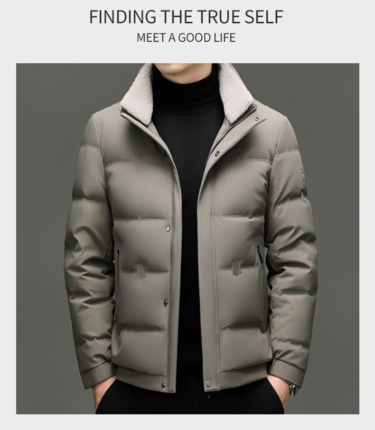 Men's Down Jacket With Fur Collar Thickened Winter Coat Loose Fit_voghion.com
