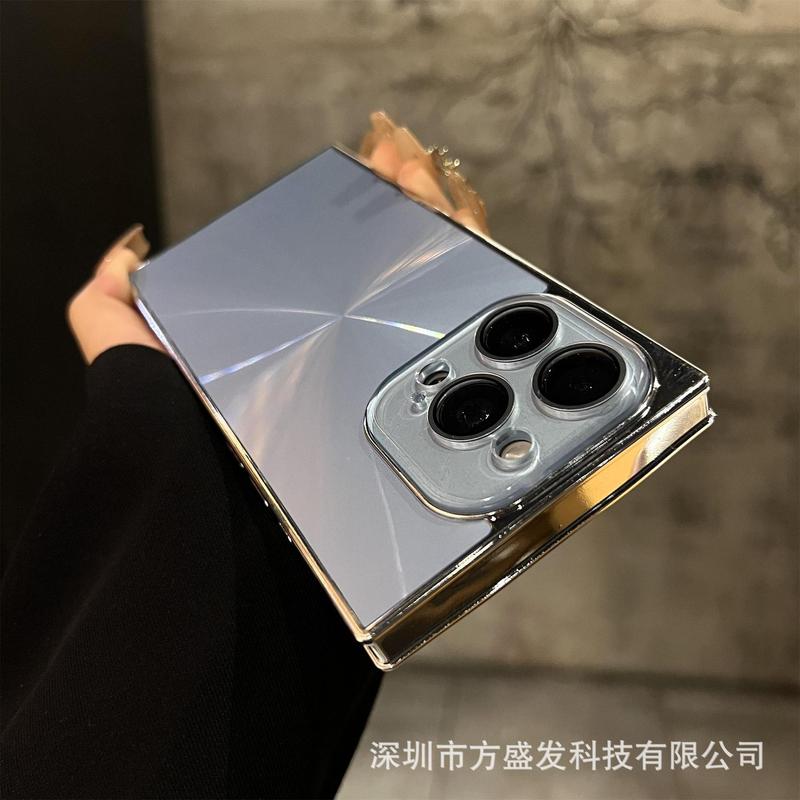 iPhone16promax 携帯電話ケース オーロラレーザーレンズホルダー Apple 15 電気メッキスクエア保護カバーに適しています。|undefined