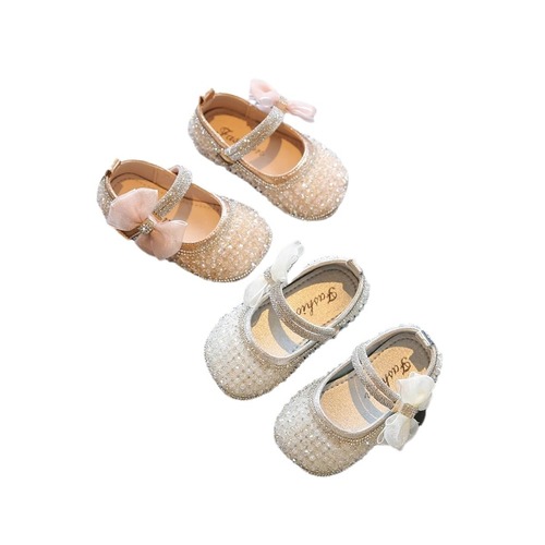 Summer Girls' Children's Age Single Leather Shoes Princess Shoes 1-Year-Old Baby Crystal Shoes Shiny Spring and Autumn Season