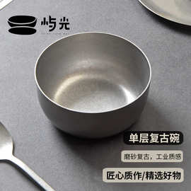 屿光304不锈钢碗韩式料理泡菜汤碗碟工业风雪花灰沙拉碗拌饭碗