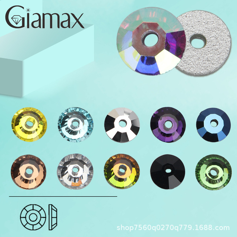 New premium crystal AB medium-hole hand-sewn flat-bottom rhinestones with 12 facets for jewelry decoration, non-adhesive base, clothing accessories New premium crystal AB medium-hole hand-sewn flat-bottom rhinestones with 12 facets for jewelry decoration, non-adhesive base, clothing accessories
